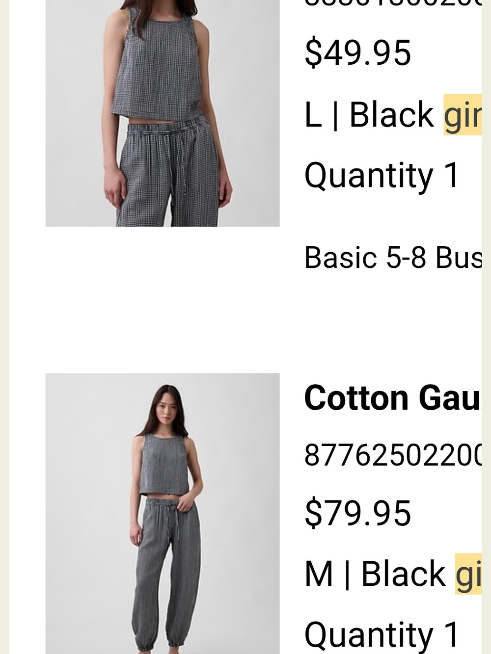 Cotton Gauze Black Tank & Jogger Set - Women's Pants & Jumpsuits